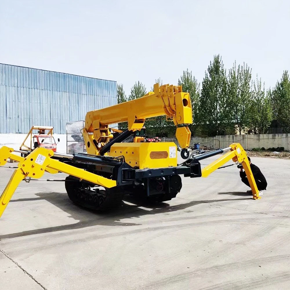 Prix de 3 tonnes de grue à chenille avec de petits pieds de support télescopique en rotation et de grue à chenille