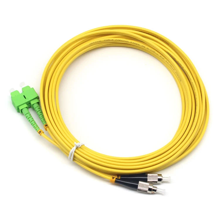 Duplex de 2 núcleos Sc-St Sm Cable de conexión de fibra óptica, 3m de longitud