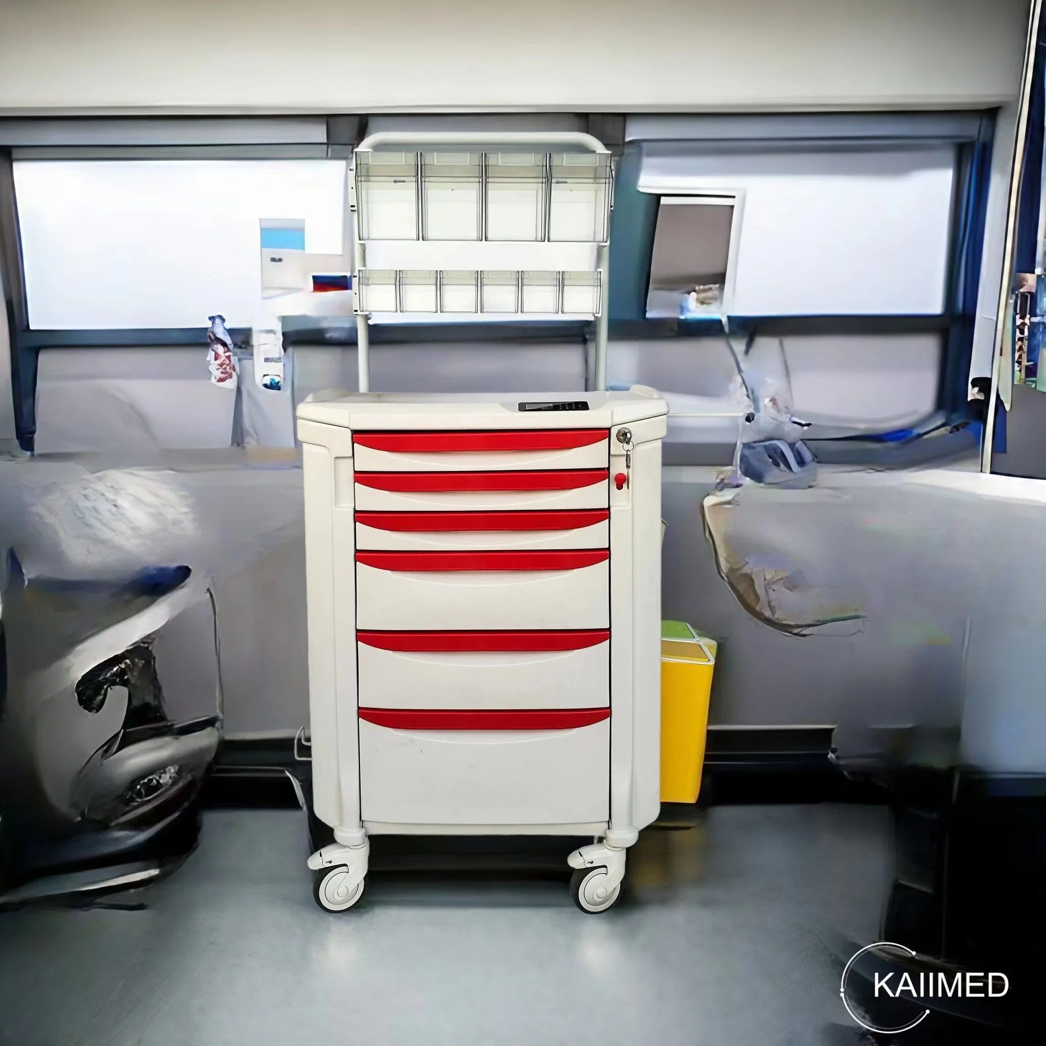 [MZ750] Carrito de la anestesia y el carro con cajones para usos médicos, de emergencia, logística, ropa de cama, Servicio de lavandería, tratamiento, la distribución de la medicina mobiliario hospitalario