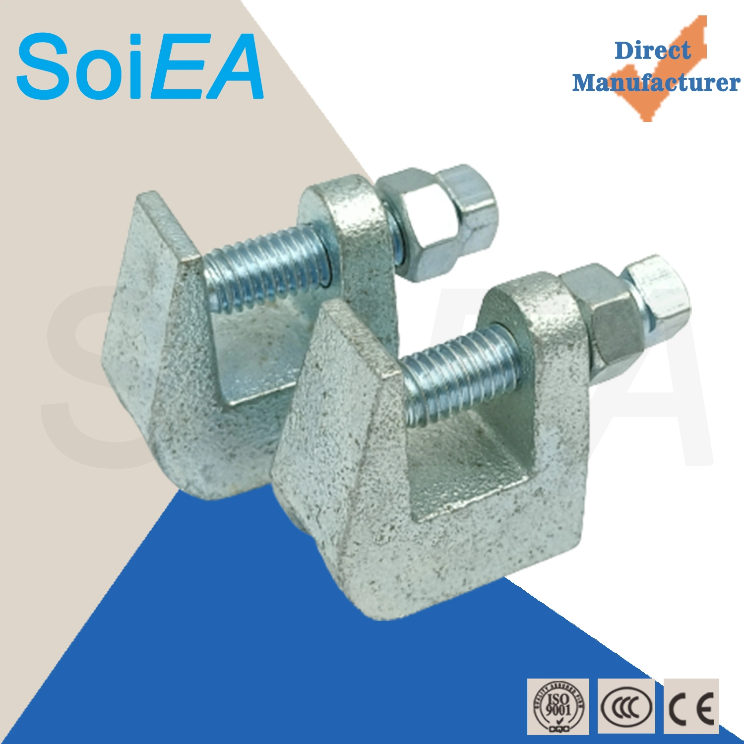 Wholesale/Supplier Order Electrical Cable Conduit Zinc Plated Square Head Steel Nuts Malleable Iron Beam Clamps