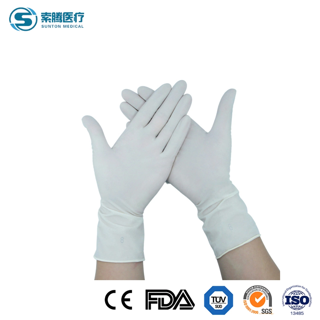 Sunton Sgood Air Tightnes Guantes quirúrgicos estériles sin polvo desechable Guantes de látex de China muestra disponible Guantes quirúrgicos Fabricantes baratos Latex Guantes