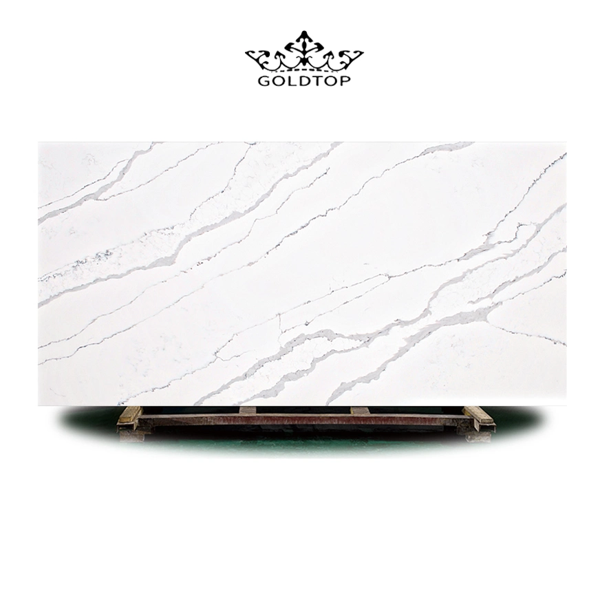 Goldtop Borghini Polished Island Table Tops Artificial Stone Slab Quartz Tiles Kitchen Countertops