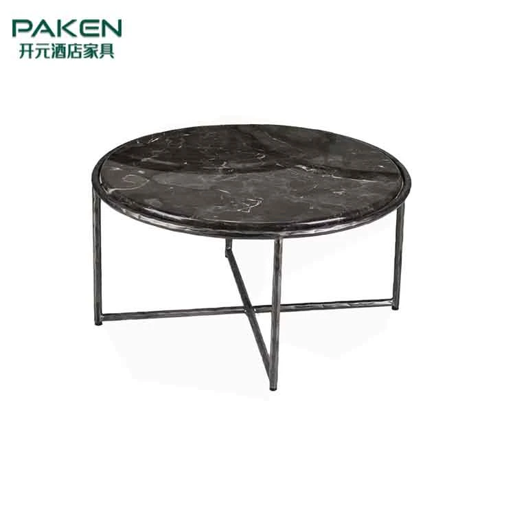 Stainless Steel Side Table & Center Table & Tea Table with Marble Top Hotel Furniture