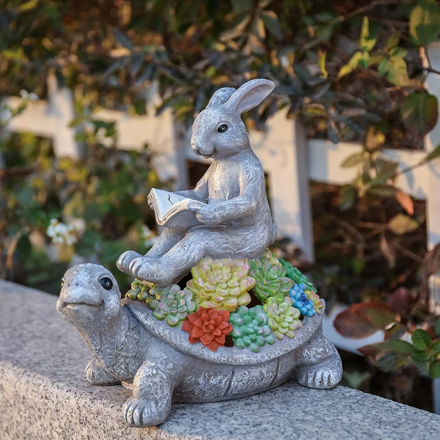 Arden Statues Rabbit Turtle Solar Easter Decoration Outdoor Statues Tortoise Bunny Statue Garden Gifts Decoration for Patio Balcony Porch Yard Decor