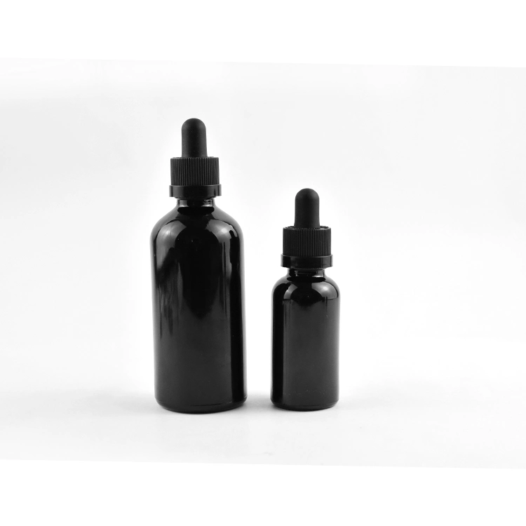 Hot Selling 120ml 4oz Bright Black Color Glass Bottle with Dropper for Essential Oil Storage Usage