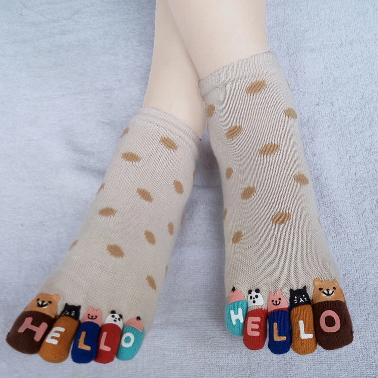 Sport Knöchel Hübsch Unisex Großhandel/Lieferant Baumwolle Bequem Fünf Finger Zehe Jacquard-Socken