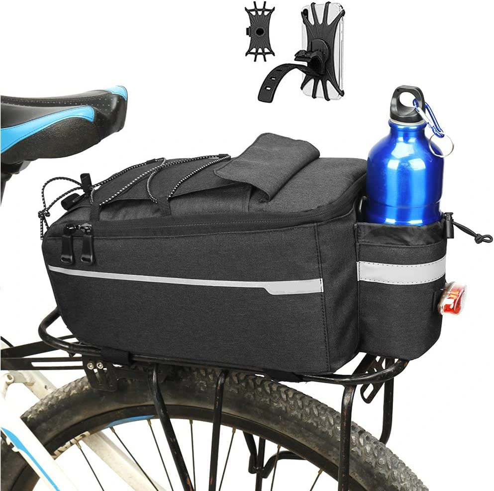 Bike Rear Rack Bag 10L Insulated Bike Trunk Cooler Bag Reflective Bicycle Rear Seat Cargo Bag Water Resistant Bike Panniers Bag Cycling Luggage Bag Shoulder Bag