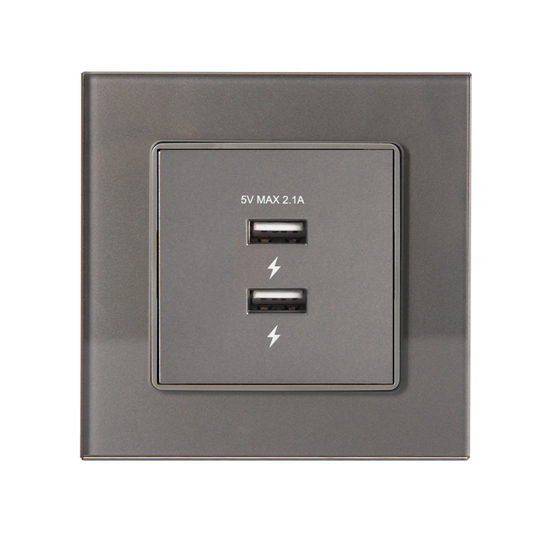 2 Port Type USB Interface Outlet UK Standard Hotel Double Wall Socket