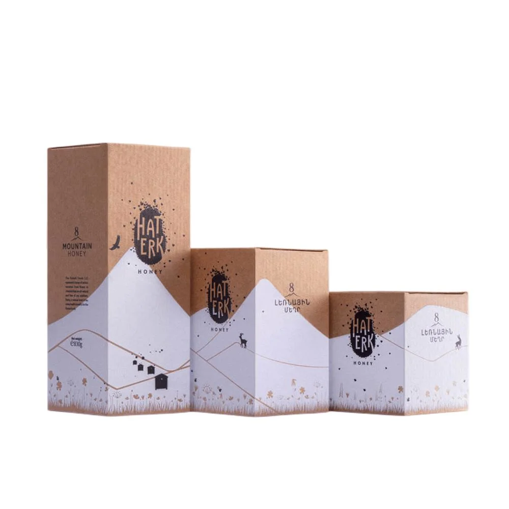 Glass Jar Bottle Honey Packaging Boxes Cardboard Colorful Food Packing with Lamination for Wholesale (competitive price)