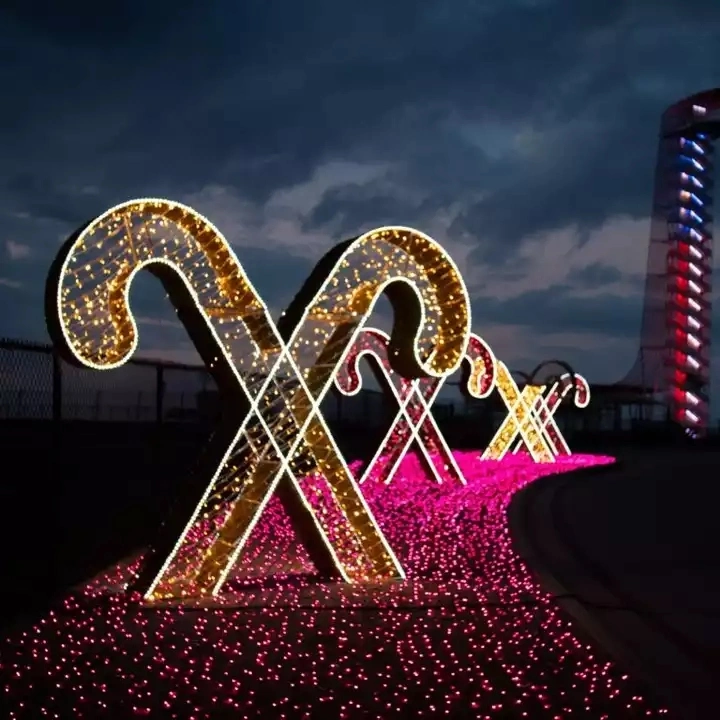 Décoration de Noël a conduit Candy Cane motif 3D de feux de Jardin Décoration de mariage