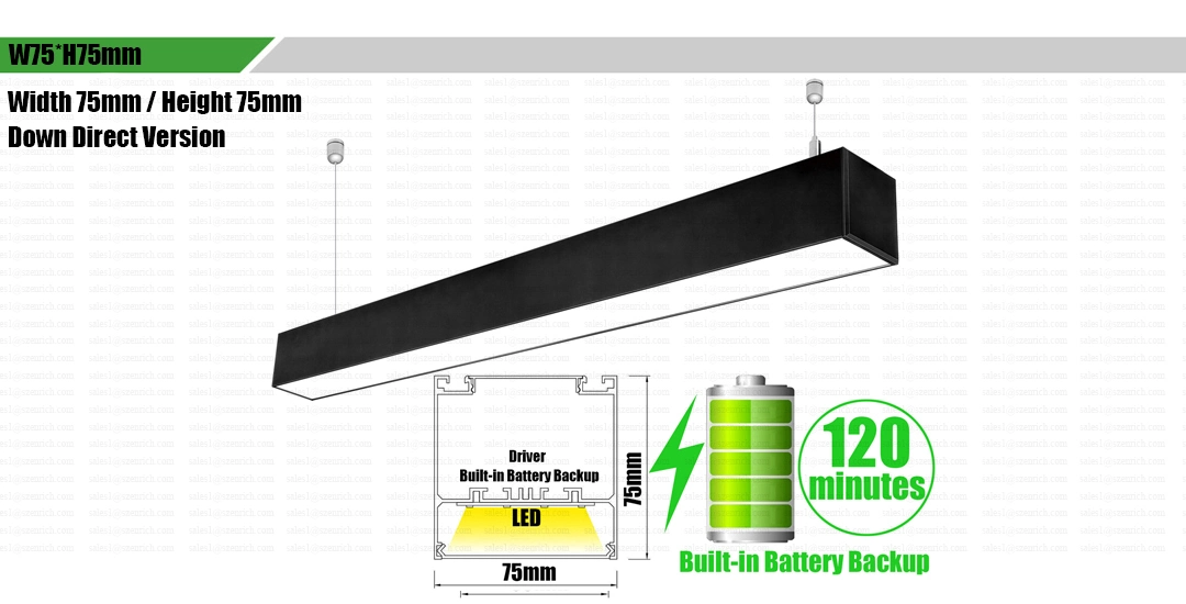 0-10V Triac Dimming Emergency with 4400mAh Lithium Battery Super Bright LED Linear Pendant Tube Light 20W 40W 50W