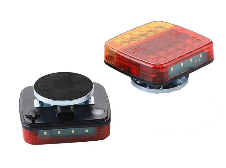 2PCS 12V 5 Functions 30 LED Trailer Tail Towing Light Rear Indicator Brake Reflector Number Plate Powerful Magnet Lamp