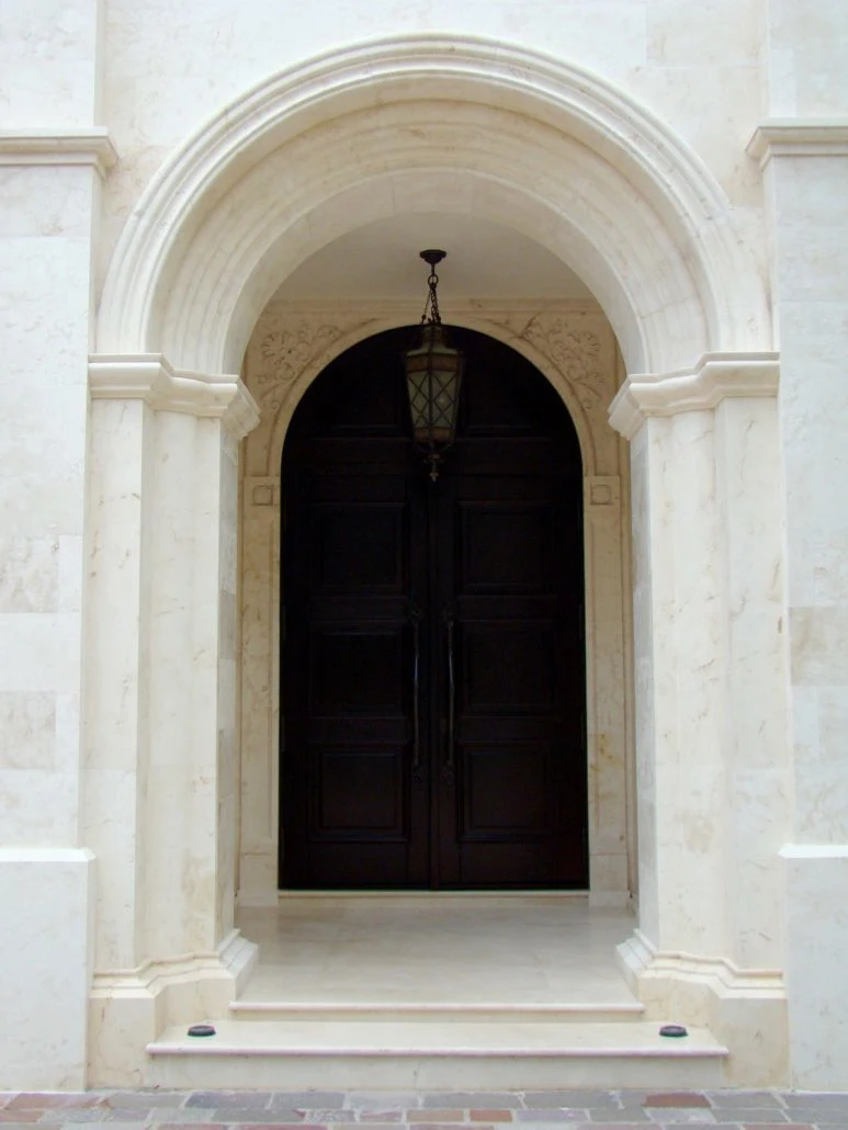 Custom Made Cream Limestone Architectural Stone Classic Arch Moulding Entrance