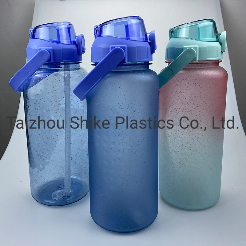 64oz 128oz Portable Reusable Drinkware with Flash Powder Shiny Drinking Cup with Straws Lid Water Bottle