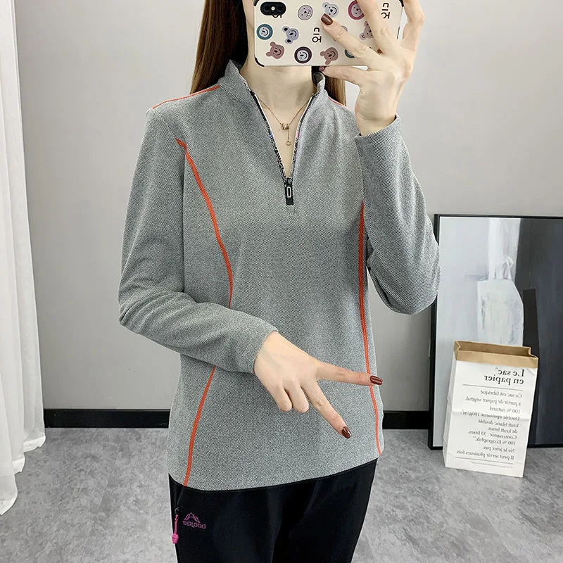 Outdoor Quick-Drying Clothes Women's Long-Sleeved Stretch Breathable Stand Collar