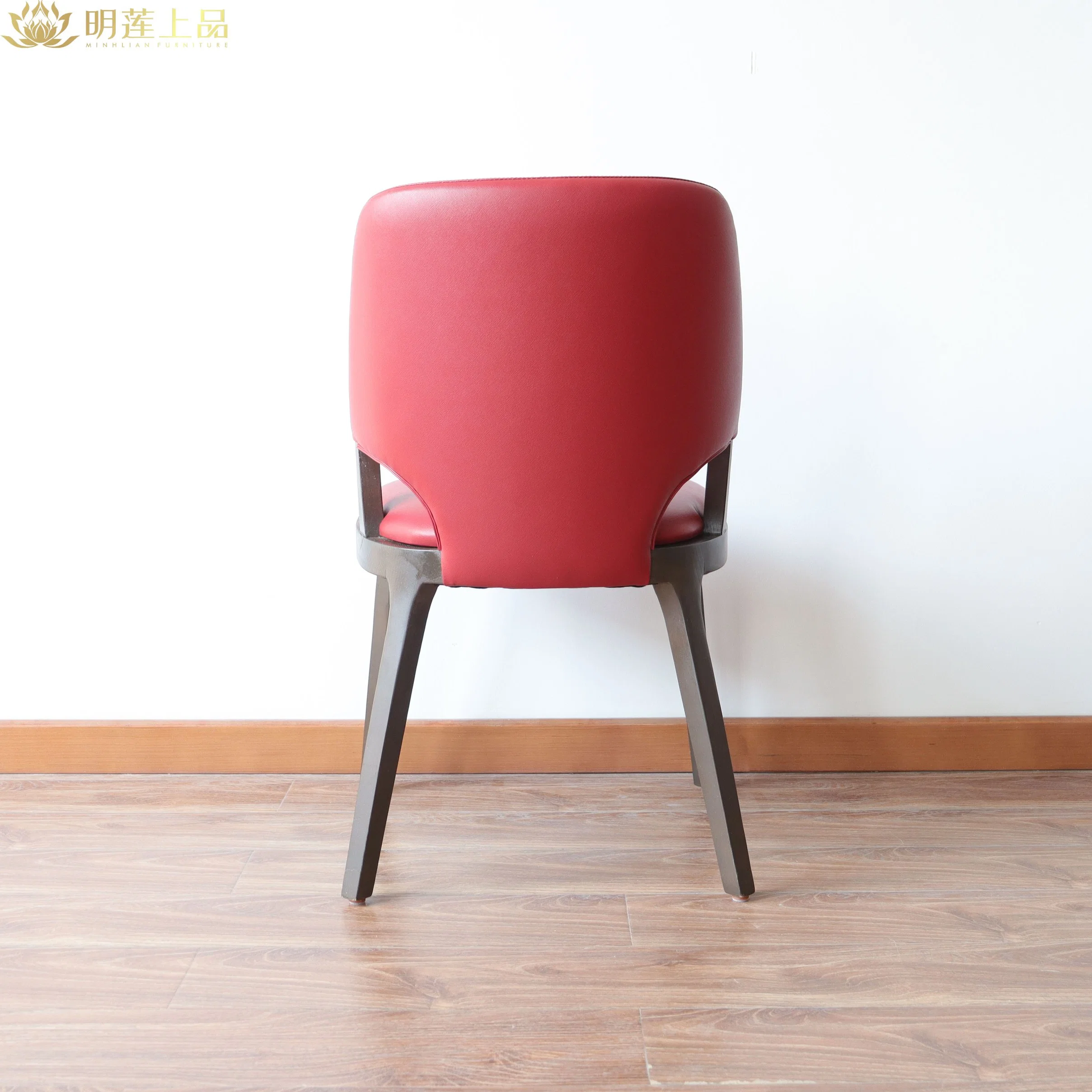 Modern Design Red PU Leather Upholstered Restaurant Chair Dining Room Furniture Home Furniture Solid Wood Wooden Chair