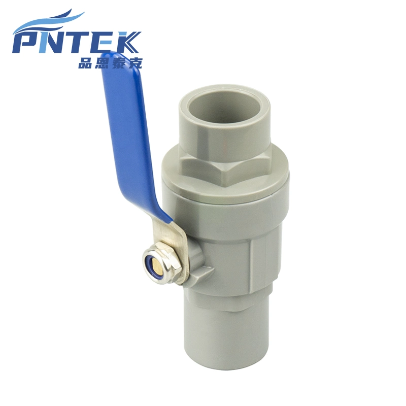 Pntek 3 Way Grey Body Stainless Steel PVC Ball Valve