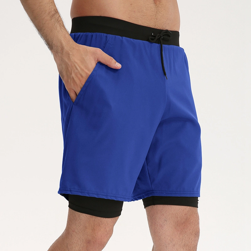 Shorts de sport 2 en 1 pour hommes Fast Dry de 7 pouces, shorts d'entraînement légers pour la course à pied avec doublure de compression et poche pour téléphone.