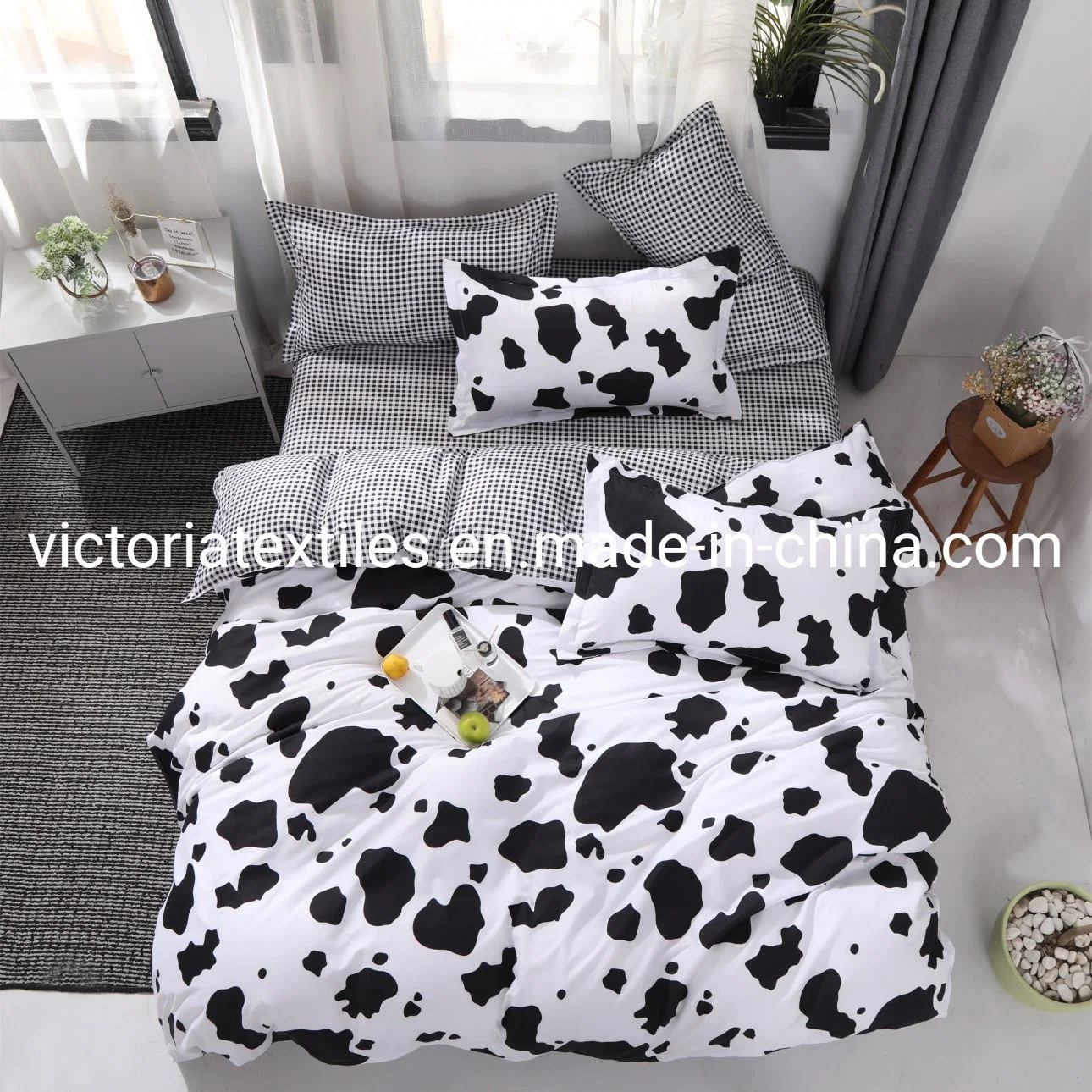 4PC Home Textiles Bedding Sheet Set, Easy Care Bed Quilt Cover Set