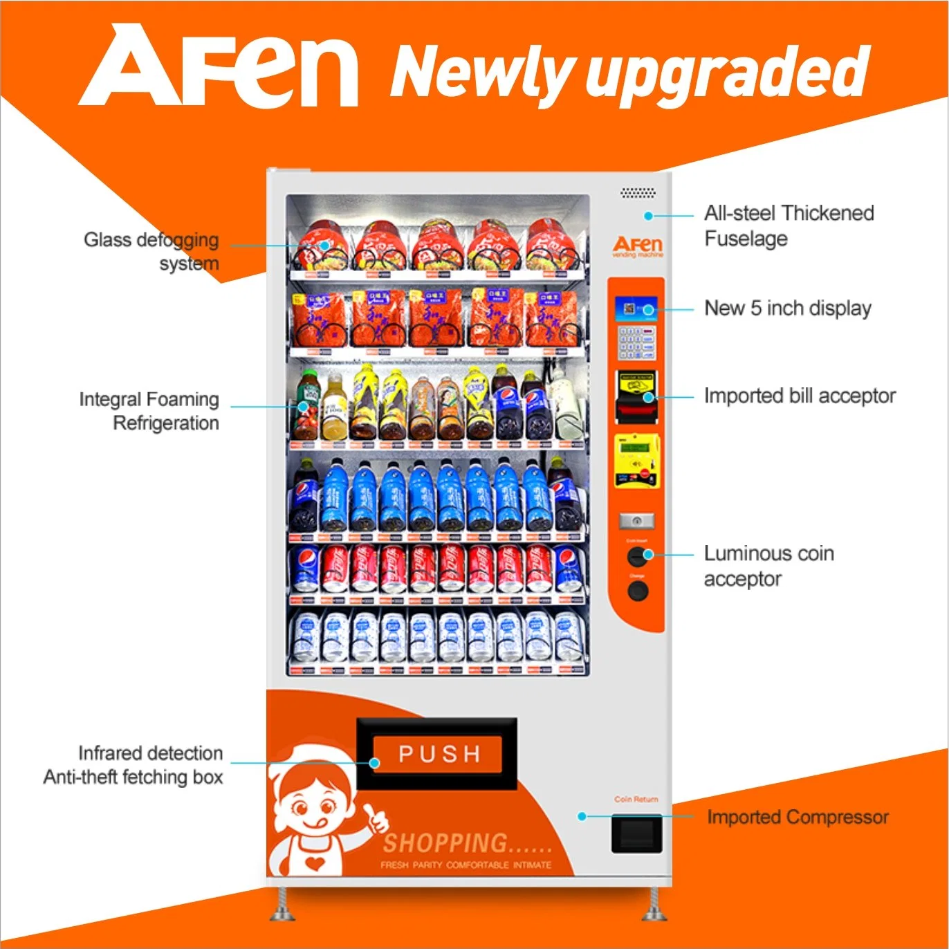 Afen Automatic Refrigerated Snack Drink Vending Machine Supplier