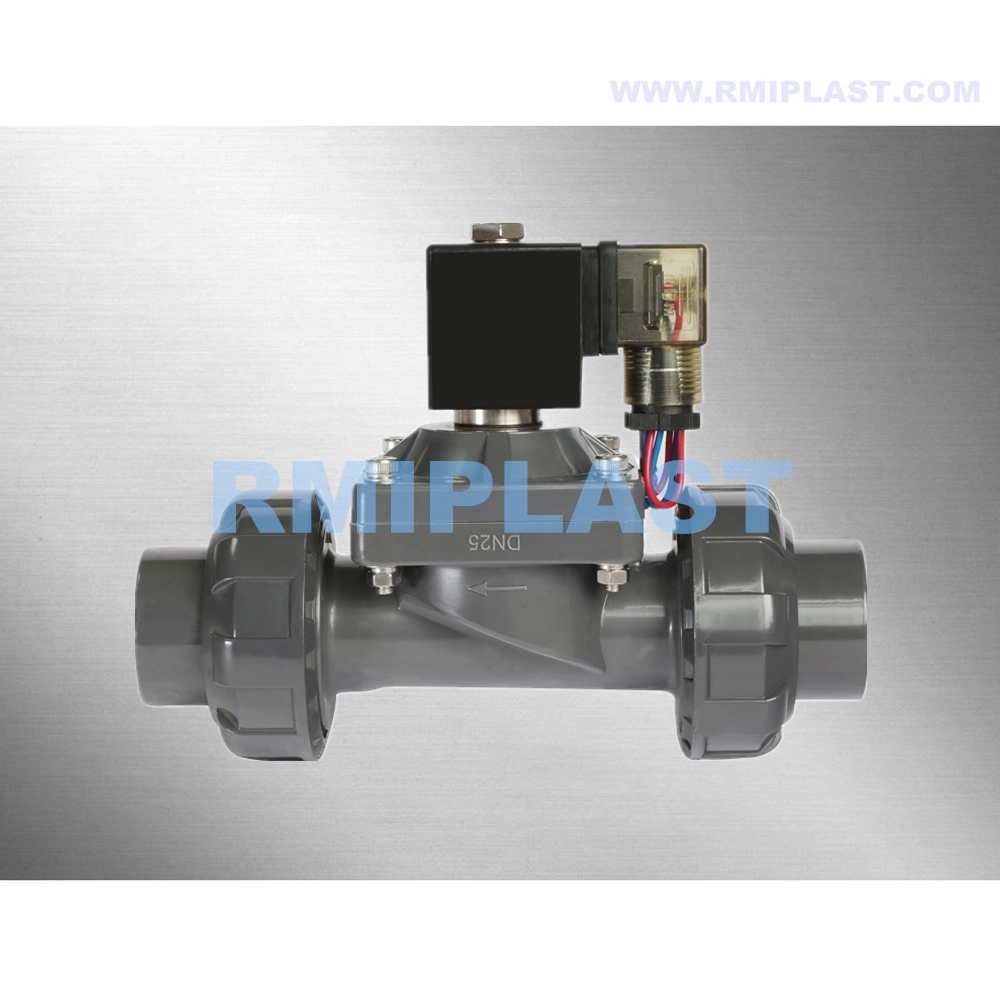 CPVC Solenoid Valve of Anti Corrosive Purpose UPVC PP Pph PVDF PVC Plastic Safety Control Valve 1/2 Inch 2 Inch Voltage AC 220V 110V 24V DC 24V 12V JIS ANSI DIN