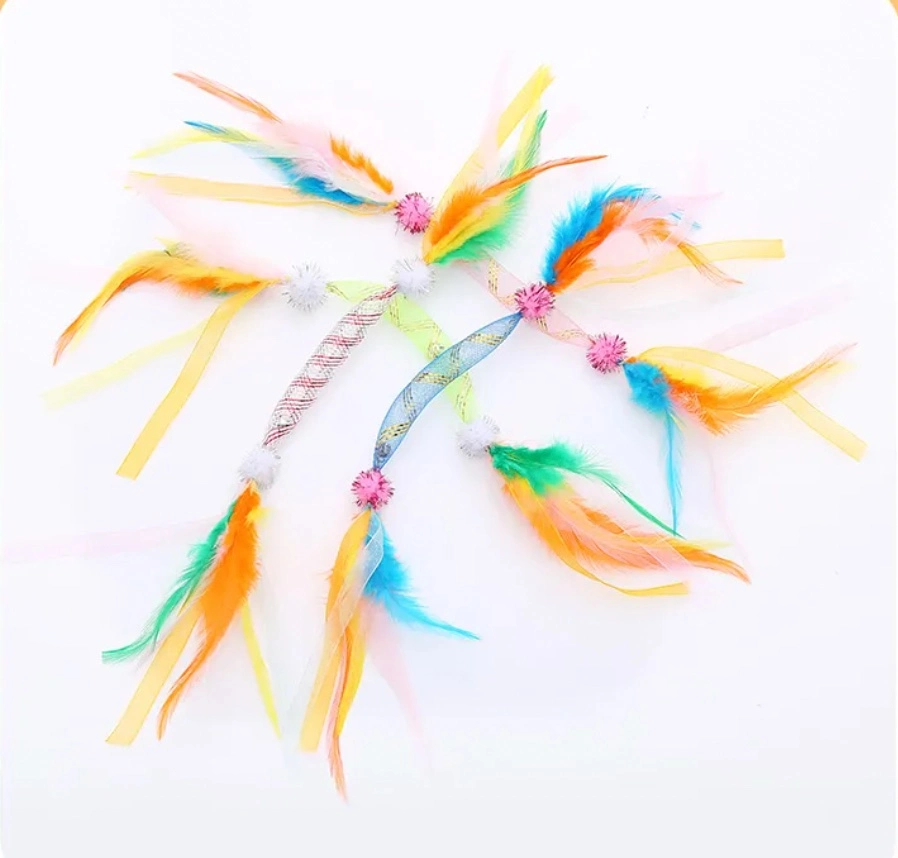 Factory Direct Sales Multi Color Long Tube Interactive Cat Feather Toy