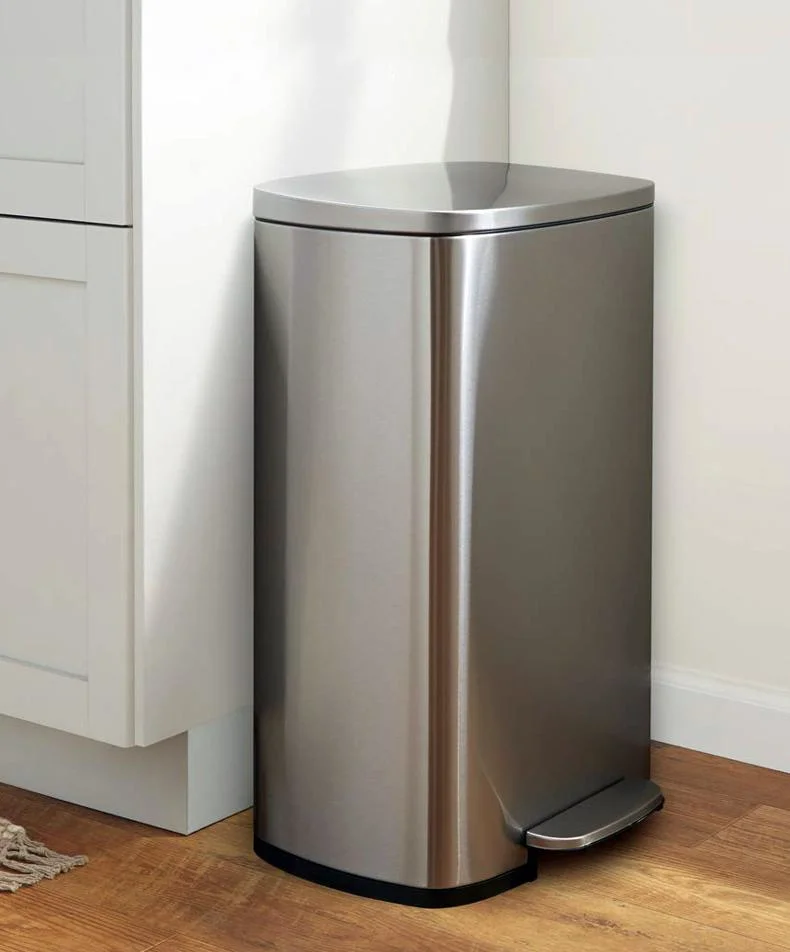 30L 50L Stainless Steel Metal Strong Kitchen Garbage Trash Can