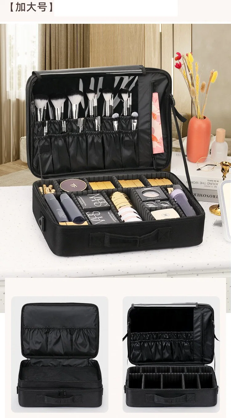 Ensemble de brosses de voyage en tissu Oxford dur portable professionnel pour maquillage, étui de rangement cadeau promotionnel beauté, trousse de maquillage (CY9802)