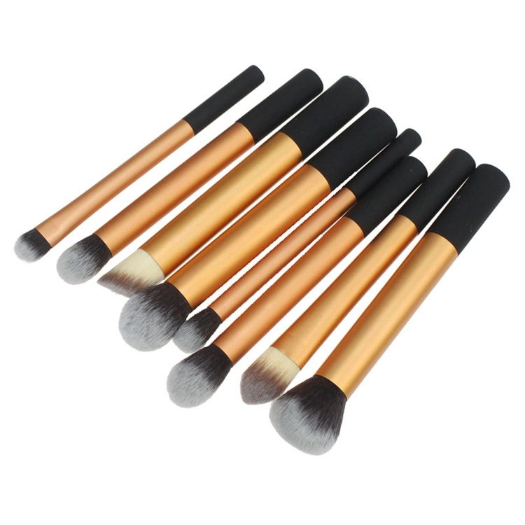 Nueva llegada 8pcs mango negro oro férula populares más populares de etiqueta privada de nuevo contorno de la herramienta pincel de maquillaje maquillaje Juego de cepillos