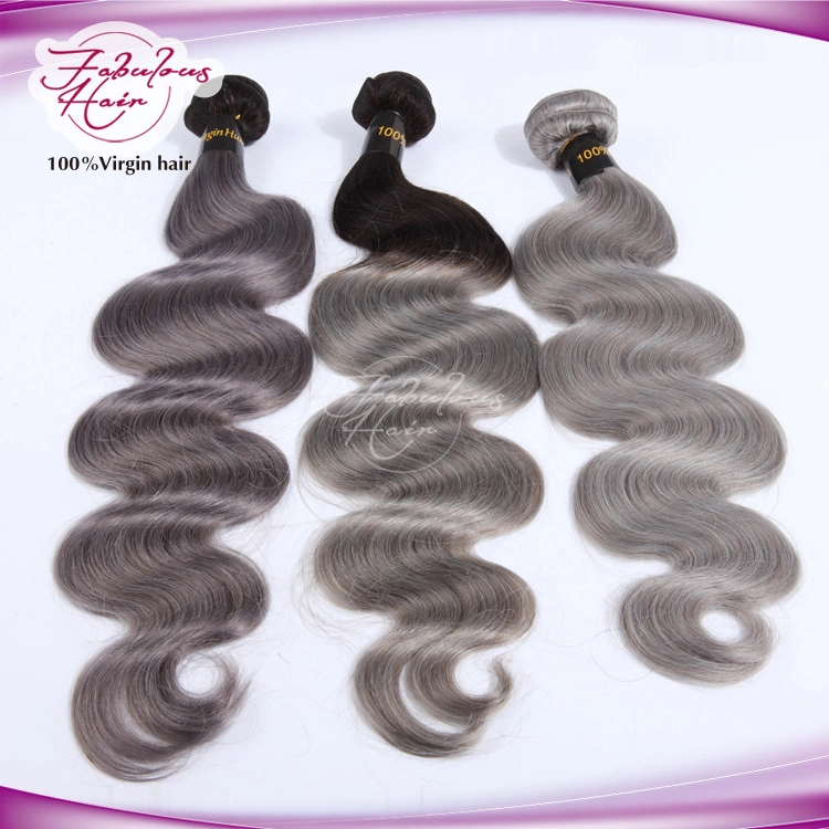 Body Wave Ombre Black to Grey Color Fashion Human Hair