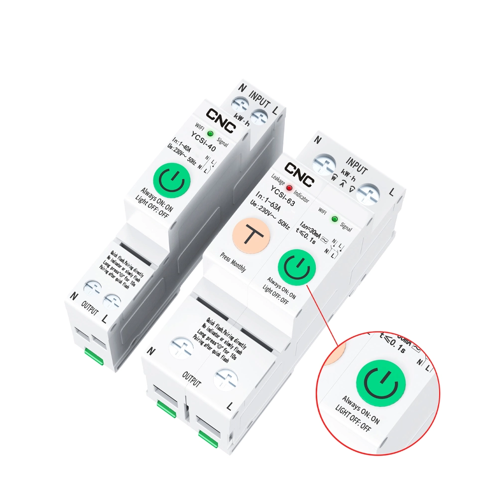 Ycsi AC 230V 40A/63A 2p Zigbee/Tuya Intelligent Remote Control Wi-Fi Disjuntor do interruptor MCB inteligente com comunicação RS485