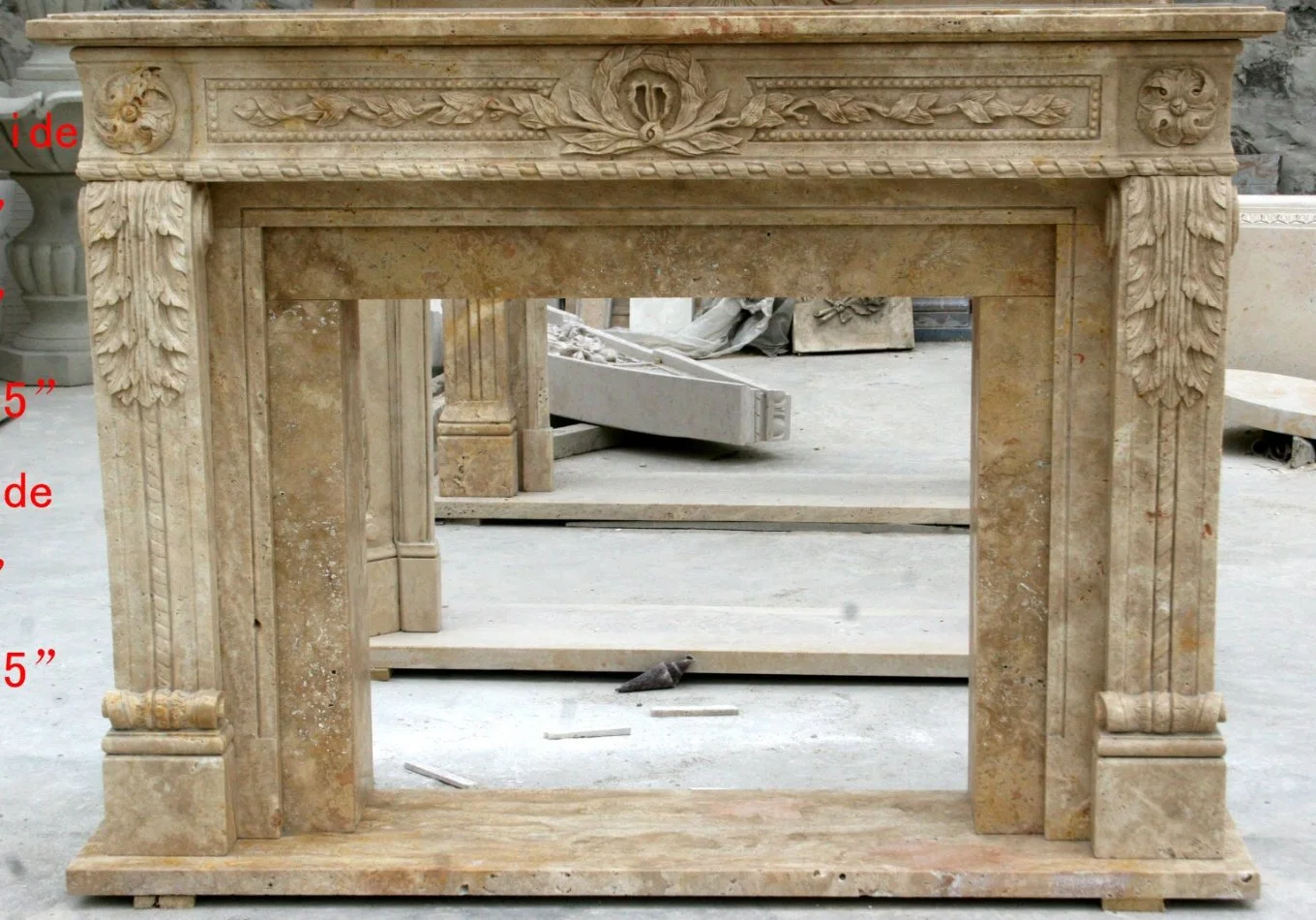 Antique Style Arts Crafts with Flowers Marble Fireplace (SYMF-1249)