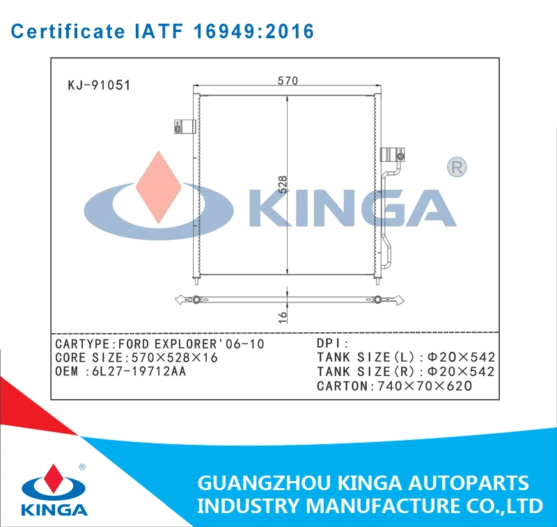 The Best Quanlity Condenser for Ford Explorer Mc Mountaineer 06-10 OEM: 6L27-19712AA