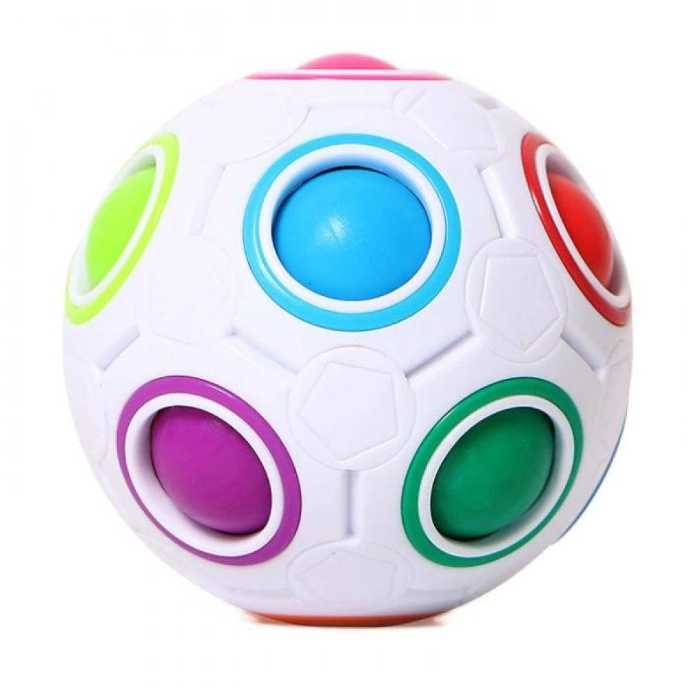 Fidget inteligente juguete Kids Puzzle Magic 12 agujeros Creative Rainbow fútbol balón Cubo mágico Puzzle calmante para el estrés de interés Rainbow Magic Ball divertido Fidget Cubo