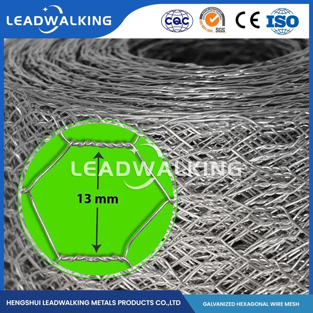 Leadwalking China Galvanized Woven Wire Mesh Manufacturers Low Carbon Steel Wire Material 1/2 Inch Mesh Hexagonal PVC Hexagonal Wire Mesh