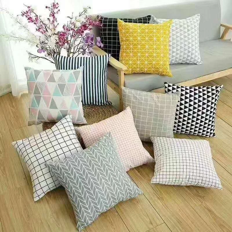 Cushion Sofa Cloth Thickened Thick Linen Pillow Cushion Solid Color Fabric Plain Cotton Linen Yarn-Dyed Home Textile Fabric