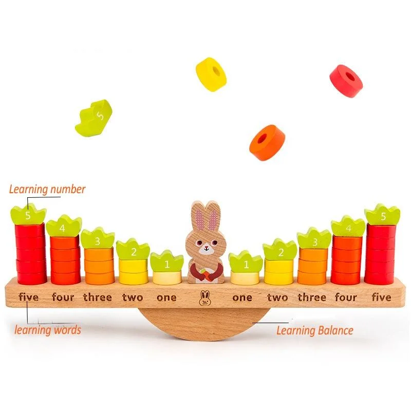 Educational Wood Montessori Rabbit Math Toys with Balance Wooden Toys