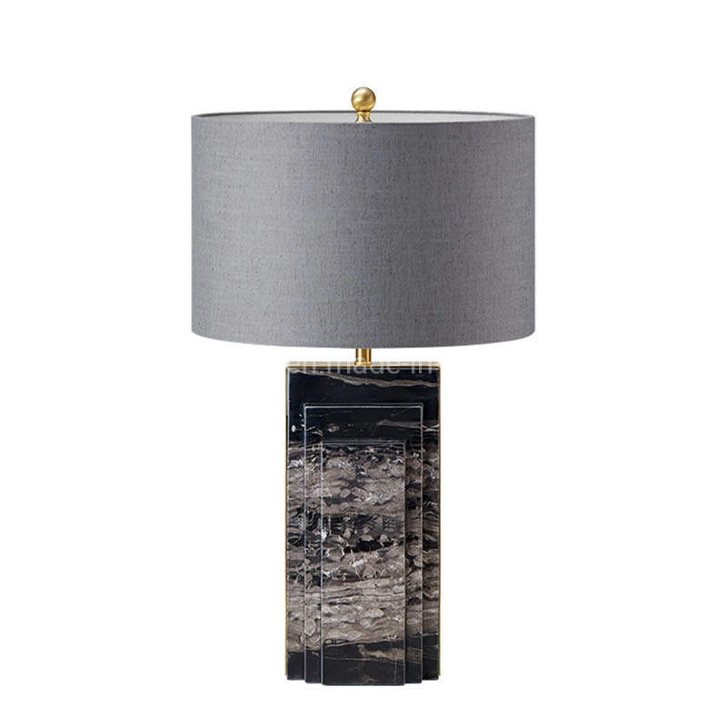 Luxurygolden Side and White Marble Table Lamp with Cloth Lampshade for Hotel, Hall, Bedroom Zf-Cl-015