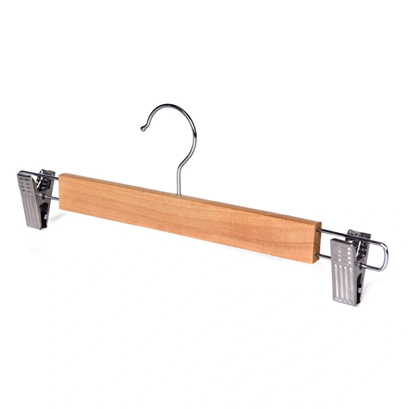 Rack de lessive de haute qualité Clip métallique Hanger vêtements bon marché de cintres en bois avec des clips