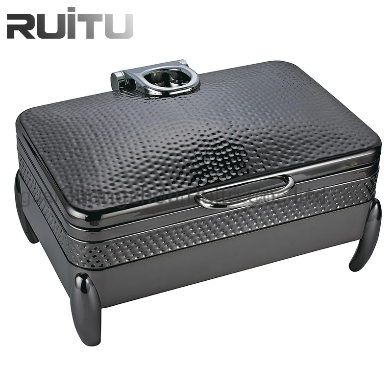 Ruitu Restaurant Equipment LED Electric Stand Hand Hammer Lid 9L Stainless Steel Chafing Dish Setting up with Glass Lid for Buffet Catering Chaffing Dishes Set