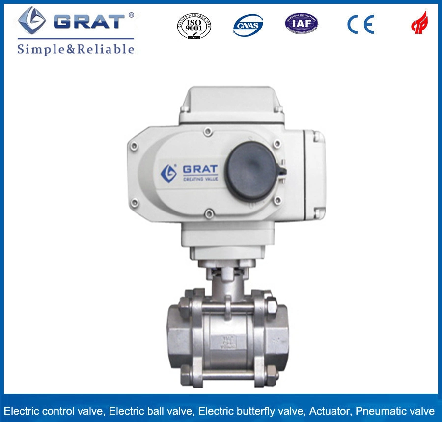 Stainless Steel Water Flow Control Electric Actuator 3 Piece 4 Inch Ball Valve