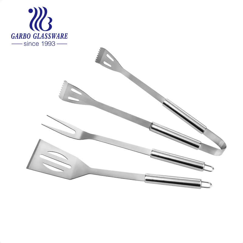 Conjunto de ferramentas para churrasco 410 alimentos em aço inoxidável que servem espátula Tong Conjunto de garfo de carne Utensílios de Cozinha Portátil Pacote DE sacos 3 PEÇAS para churrasco Conjunto para Camping