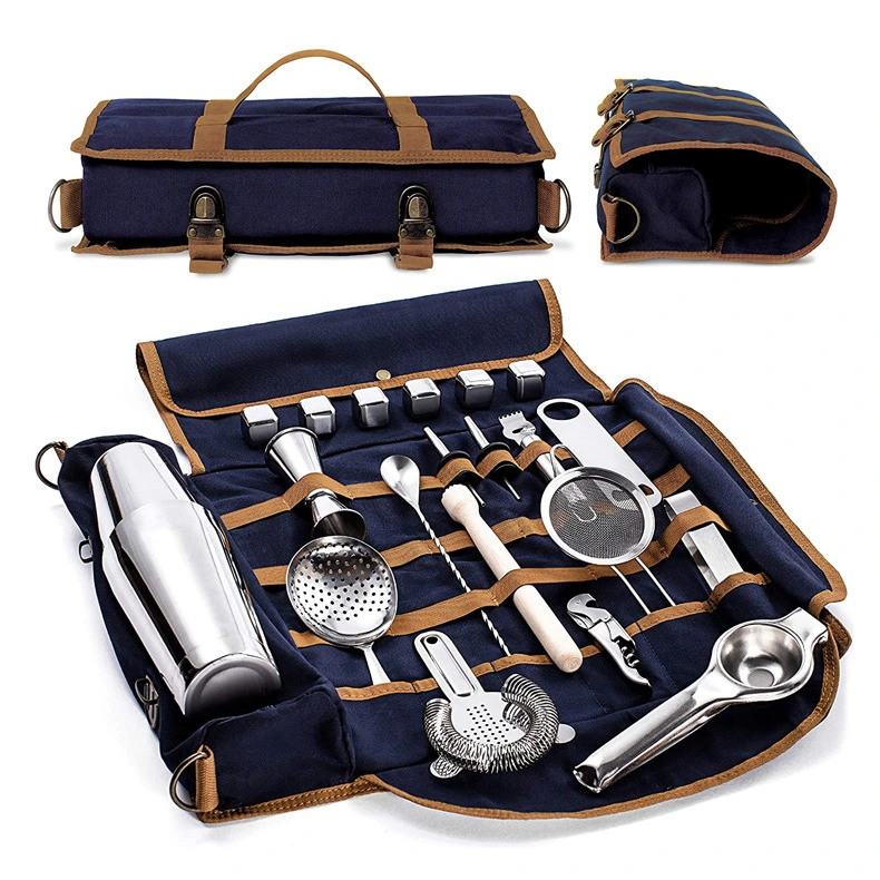 Kit de mixologia de lona Utensílios de bartender saco de armazenamento