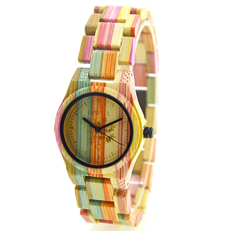 Promotion Gift Multiple Colorful Bamboo Quartz Watch for Ladies