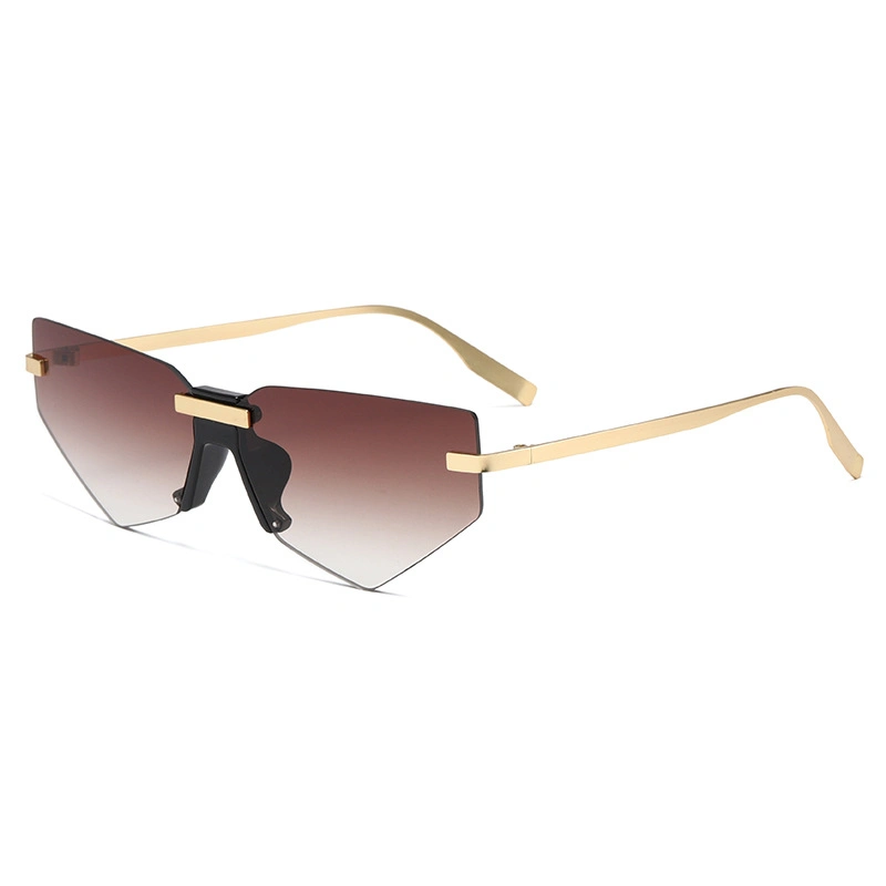 3286 Polygon Cat-Eye Rimless Metal Sunglasses Sport UV Protection Amazon Wholesale/Supplier