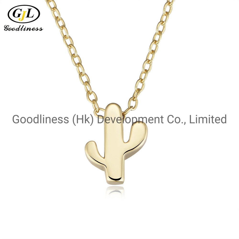 925 Sterling Silver Plain Cactus Pendant Necklace Women Children Fashion Jewelry