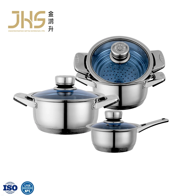 La technologie allemande Ustensiles de cuisine 6 pcs casserole en acier inoxydable Marmite Jeu de batterie de cuisine