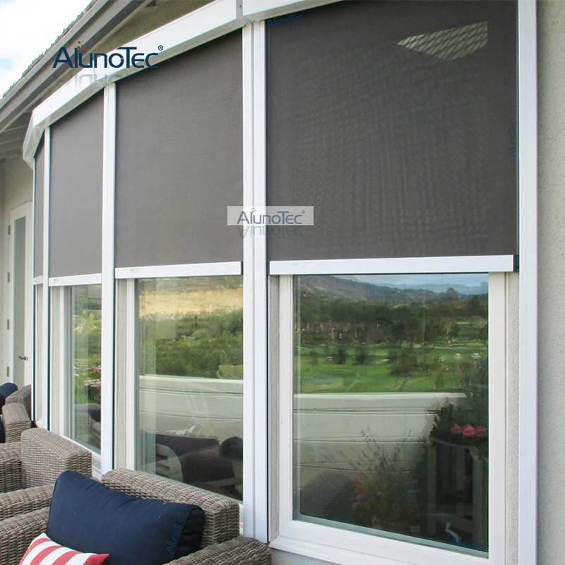 Fábrica impermeable Protección de la privacidad tejido Balcón rodillo ciego Sol motorizado Obturador de pantalla