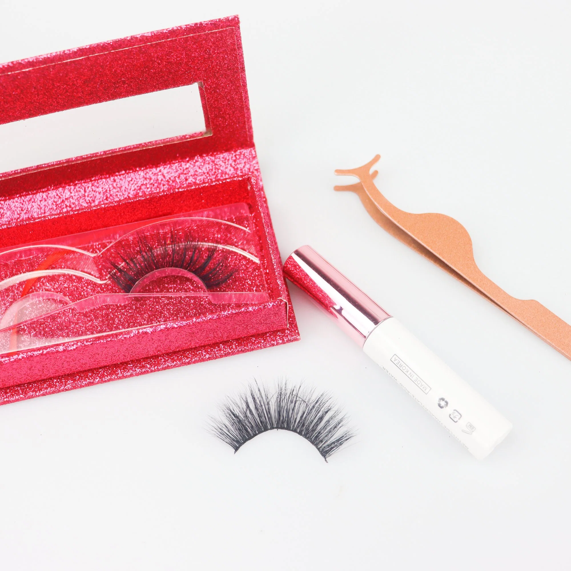 2023 Hot Sell 3D Faux Mink Eyelash Extensions ODM OEM 5D Natural Gato ojo Barbie mirada falsa moño ojo Lash Banda transparente ventiladores de volumen prefabricados Eyelash con Custom Box