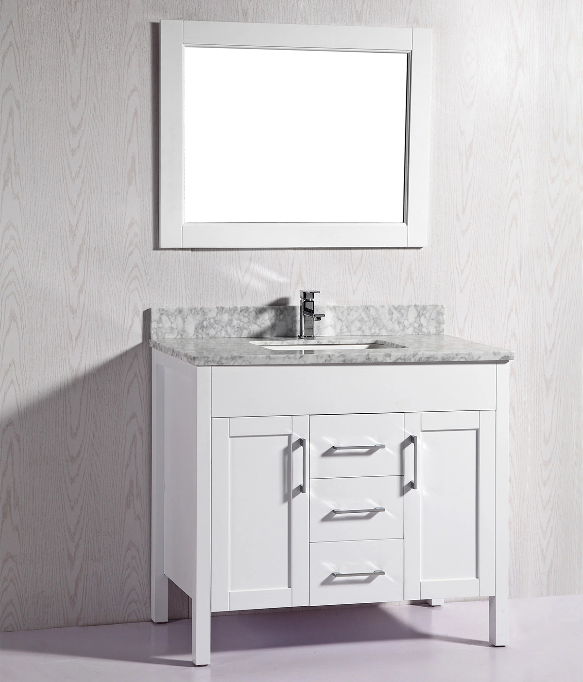 Solid Wood Bathroom Cabinet with Marble Top for USA Canada